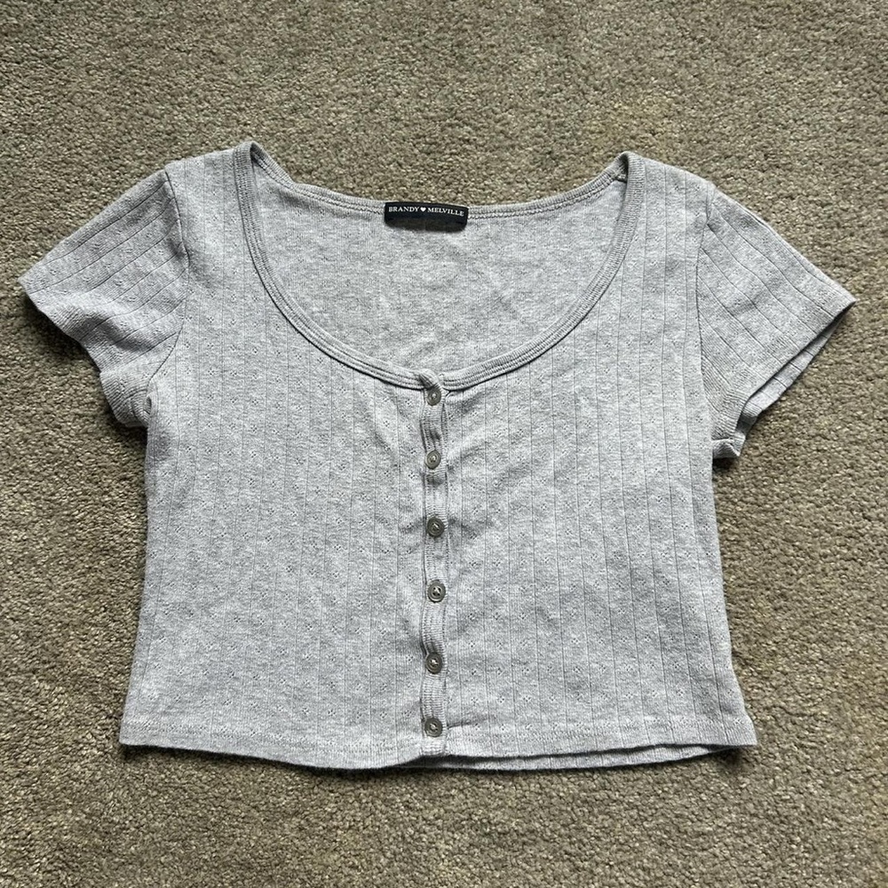 Brandy Melville Light Gray Ribbed Crop Top